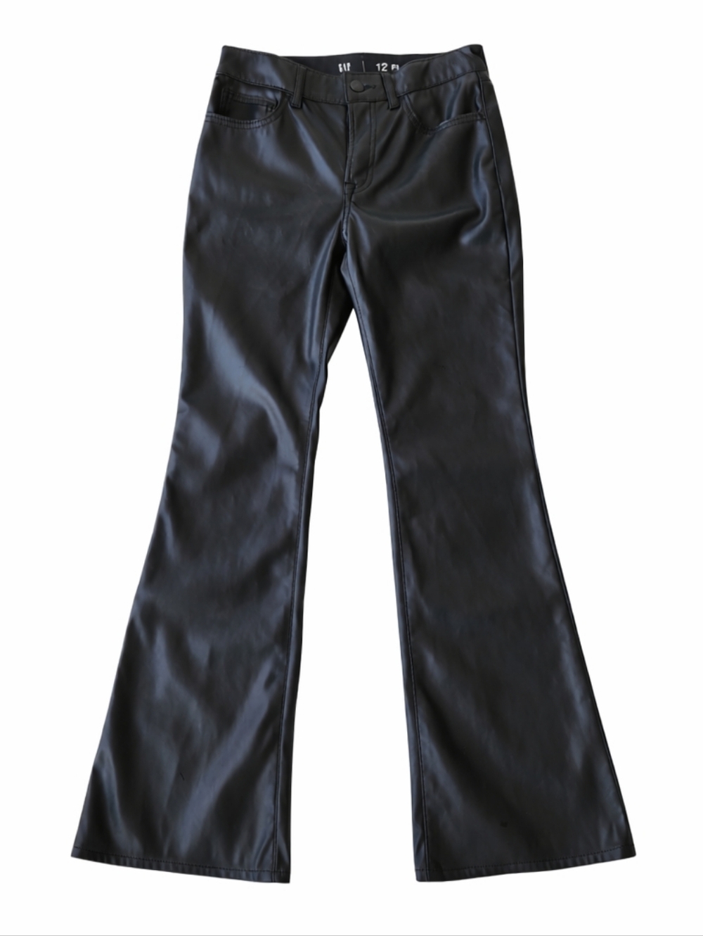 GAP Kids Faux Leather Flare Pants High Rise Black Size 12